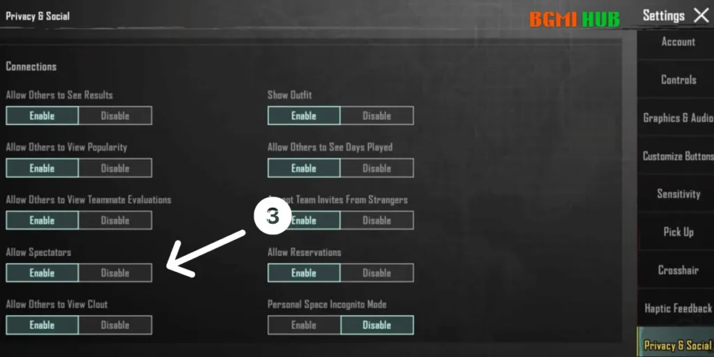 Disable Spectator in BGMI