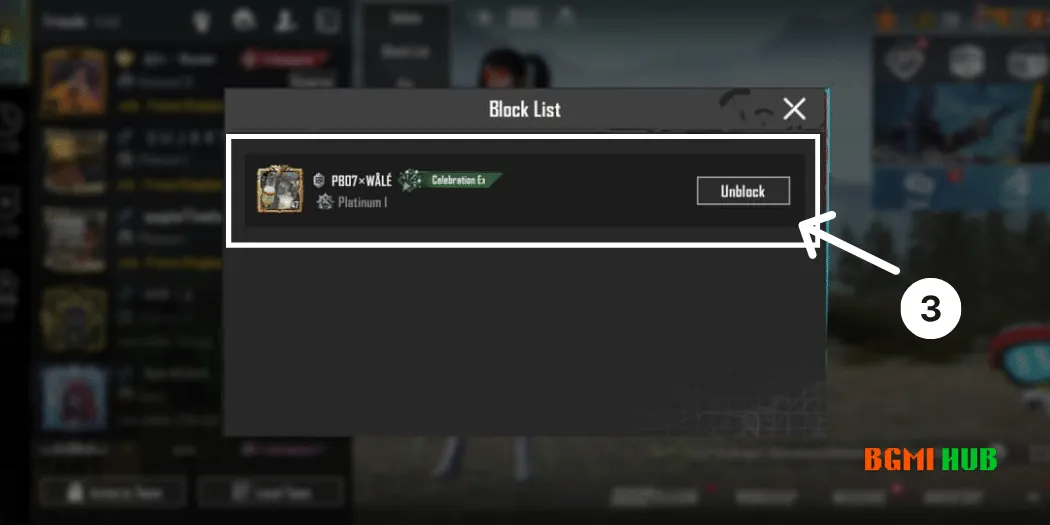 Unblock someone in Pubg Mobile