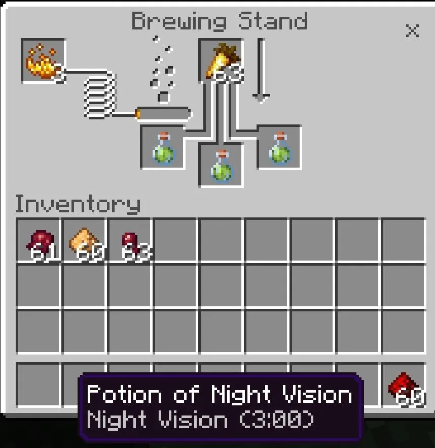NIght Vision Potion in MC