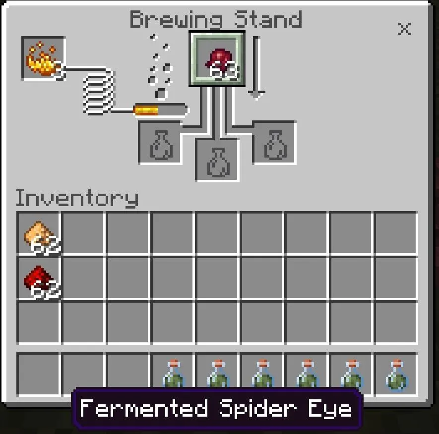 Add Fermented Spider Eye in Brewing Stand