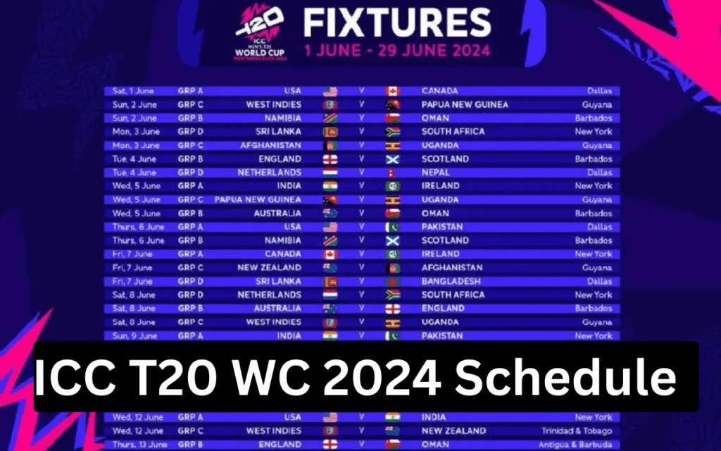 ICC T20 WC 2024 Schedule